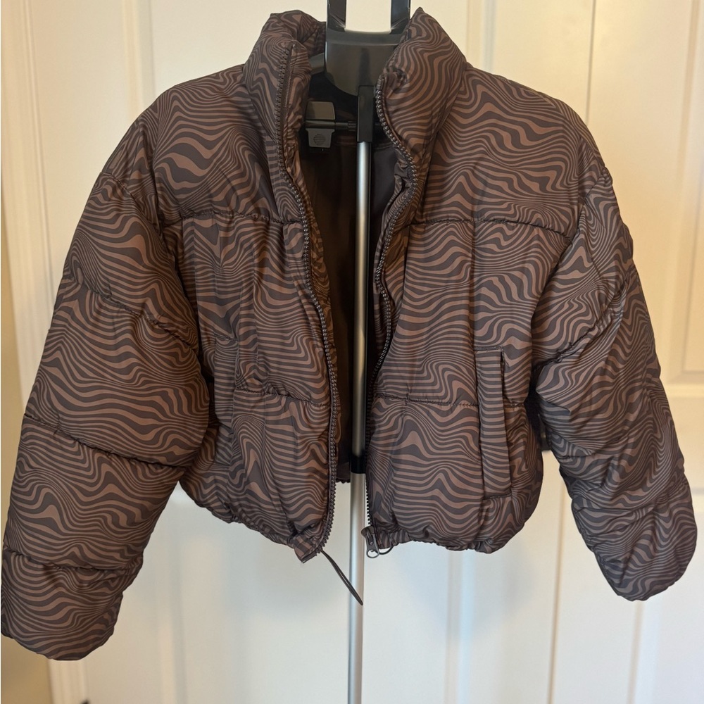 H&M Brown Swirl Pattern Puffer Jacket